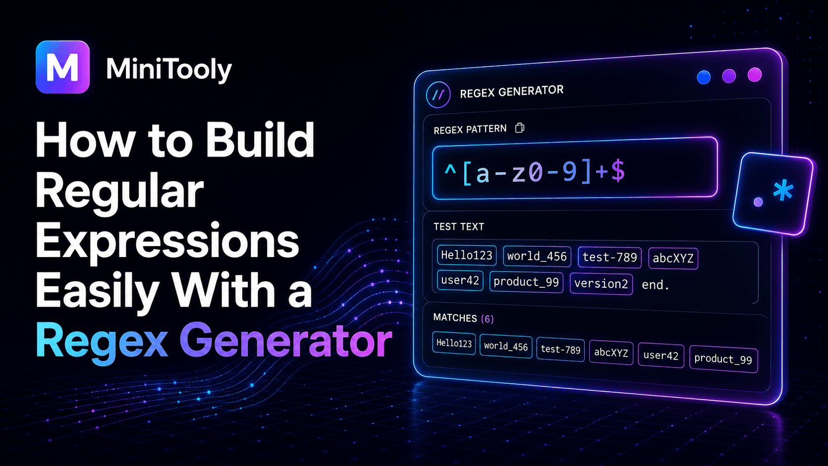 Screenshot of a user-friendly online regex generator interface