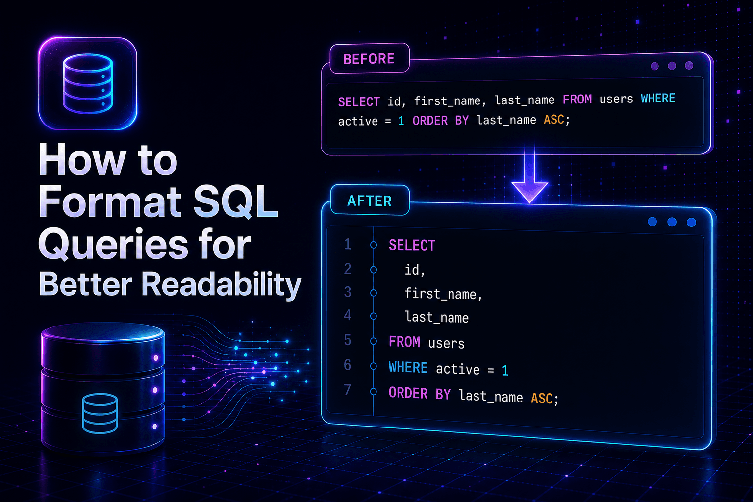 Screenshot of a structured SQL query formatted with a sql formatter tool