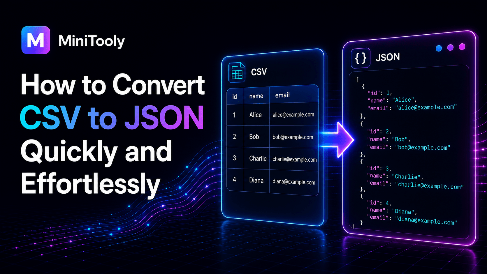 Illustration der CSV-zu-JSON-Datentransformation